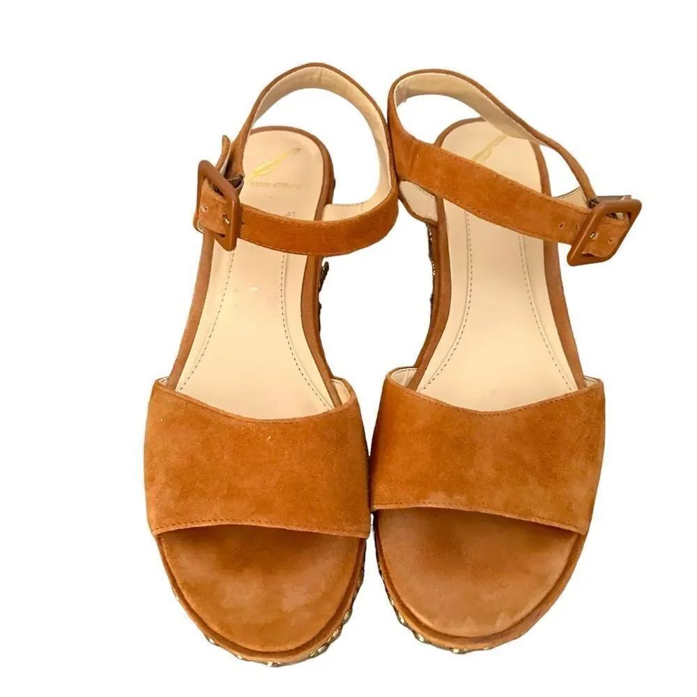 B Brian Atwood Franki Studded Tan Suede Boho Platform Sandals - Picture 5 of 10